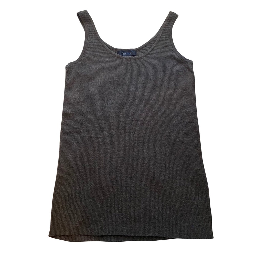 Karen Kane Tank Top Women L Brown Ribbed Knit Wool Blend Capsule Quite Luxury